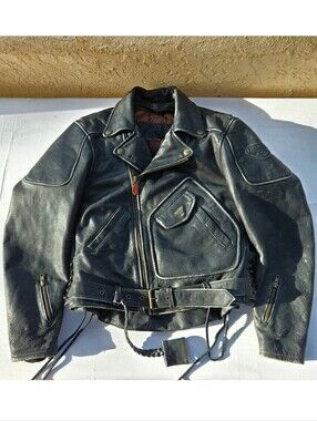 First Gear Vintage Motorcycle Jacket With Liner Hein Gericke Black